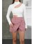 Iki Düğmeli Şort Etek Pembe H26414 2