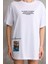 Unisex Bisiklet Yaka Baskılı Oversize T-Shirt - Beyaz 2