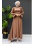 Nazlı Tesettür Elbise Sütlükahve 3