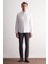 Beyaz Düğmeli Yaka Örme Uzun Kol Performans Ürün Slim Fit %100 Pamuk Gömlek 1004255271 2
