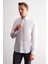 Beyaz Düğmeli Yaka Örme Uzun Kol Performans Ürün Slim Fit %100 Pamuk Gömlek 1004255271 3