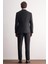 Siyah - Gri Kırlangıç Yaka Çizgili Desen Esnek 6 Drop Slim Fit Classic Takım Elbise 1001255161 5