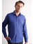Açık Lacivert Sert Yaka Filafil Desen Uzun Kol Slim Fit Pamuklu Gömlek 1004255181 3