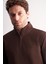 Kahverengi Uzun Kol Hakim Yaka Düz Pamuklu Comfort Fit Sweatshirt 1013255151 4