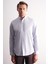 Beyaz - Gri Düğmeli Yaka Kareli Desen Uzun Kol Premium Slim Fit %100 Pamuk Gömlek 1004255184 1