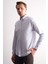 Beyaz - Gri Düğmeli Yaka Kareli Desen Uzun Kol Premium Slim Fit %100 Pamuk Gömlek 1004255184 3