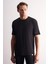 Siyah Bisiklet Yaka Kısa Kol Slim Fit Pamuklu Basic Tişört 1011255106 3