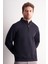 Lacivert Uzun Kol Hakim Yaka Düz Pamuklu Comfort Fit Sweatshirt 1013255151 3