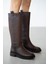 Werny Hakiki Deri Kalın Topuklu Kadın Çizme-Kahverengi 1