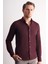 Bordo Uzun Kol Düğmeli Yaka Kendinden Desenli Pamuklu Slim Fit Gömlek 1004255267 1