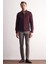 Bordo Uzun Kol Düğmeli Yaka Kendinden Desenli Pamuklu Slim Fit Gömlek 1004255267 2