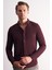 Bordo Uzun Kol Düğmeli Yaka Kendinden Desenli Pamuklu Slim Fit Gömlek 1004255267 3