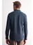 Lacivert - Haki Uzun Kol Düğmeli Yaka Kendinden Desenli %100 Pamuk Slim Fit Gömlek 1004255199 5