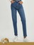 Mom Fit Rahat Kesim Kadın Jean Pantolon Mavi Siyah Kot 1