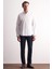 Beyaz Yarım Italyan Yaka Uzun Kol Premium Slim Fit Pamuklu Gömlek 1004255198 2