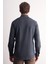 Lacivert - Kahverengi Uzun Kol Düğmeli Yaka Kendinden Desenli %100 Pamuk Slim Fit Gömlek 1004255199 5
