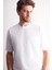 Beyaz Bisiklet Yaka Kısa Kol Slim Fit Pamuklu Basic Tişört 1011255106 4