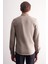 Taş Rengi Uzun Kol Düğmeli Yaka Kendinden Desenli Pamuklu Slim Fit Gömlek 1004255267 5