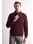 Bordo Uzun Kol Hakim Yaka Düz Pamuklu Comfort Fit Sweatshirt 1013255151 1