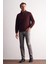 Bordo Uzun Kol Hakim Yaka Düz Pamuklu Comfort Fit Sweatshirt 1013255151 2