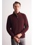 Bordo Uzun Kol Hakim Yaka Düz Pamuklu Comfort Fit Sweatshirt 1013255151 3
