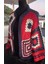 Handmade Kırmızı Lacivert Beyaz Salaş Koton Örgü Cardigan-El Örgüsü Motifli Salaş Kısa Hırka 4