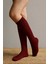 Kadın Örgü Desenli Kışlık 200 Den Knıt Bordo Dizaltı Çorap 2