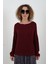 Bordo Kayık Yaka Basic Triko Kazak 4