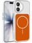 iPhone 17 Kılıf M-Safe Şarj Özellikli Metal Buton Tasarımlı Zore Ikonik Sert Silikon Kapak - Turuncu 2