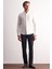 Ekru Uzun Kol Düğmeli Yaka Kendinden Desenli Pamuklu Slim Fit Gömlek 1004255267 2