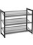 3 Katlı Metal Ayakkabı Rafı, Fileli Raf, Ayarlanabilir Koyma Alanlı Düz Veya Açılı Raf Zeminleri, Koridor, Giriş Alanı Için Istiflenebilir Depo Rafı, 74X62,8X30,7 Cm, Siyah, LMR03B 1