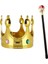 Çocuk Boy Altın Renk Kral Tacı ve Kırmızı Topuzlu Kral Asası 1