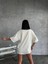 Unisex Düz Biskilet Yaka oversize T-Shirt - Beyaz 4