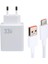 33 Watt Turbo USB Şarj Başlık Adaptörü + Type-C Kablo, 1 Metre, Qc 3.0 Hızlı Şarj Göstergeli, Weko, 1