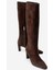 Lume Kahverengi Süet Hakiki Deri Kadın Blok Topuklu Çizme 1