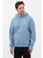 Erkek Oversize Pamuklu Kanguru Cepli Basic 3 Iplik Nakışlı Kapüşonlu Sweatshirt Mavi - 2xl 5