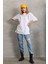 Unisex Baskılı Oversize T-Shirt - Beyaz 6