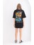 Unisex Bisiklet Yaka Baskılı Oversize T-Shirt - Siyah 7