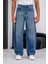 Puertas Erkek Yüksek Bel Balon Baggy Fit Bol Kesim Kot Pantolon 1