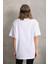 Unisex Taş Desenli Oversize T-Shirt - Beyaz 2