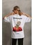 Unisex Baskılı Oversize T-Shirt - Beyaz 5