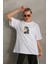Unisex Baskılı Oversize T-Shirt - Beyaz 7