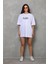 Unisex Bisiklet Yaka Baskılı Oversize T-Shirt - Beyaz 4