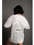 Kadın Bisiklet Yakalı Sırt Baskılı Oversize T-Shirt - Beyaz 1