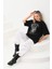 Unisex Taş Desenli Oversize T-Shirt - Siyah 7