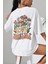 Unisex Baskılı Oversize T-Shirt - Beyaz 1