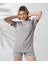 Unisex Bisiklet Yaka Baskılı Slim Fit T-Shirt - Boyalı Gri 5