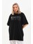 Unisex Taş Desenli Oversize T-Shirt - Siyah 3