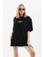 Unisex Baskılı Oversize T-Shirt - Siyah 3