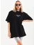 Unisex Baskılı Oversize T-Shirt - Siyah 5